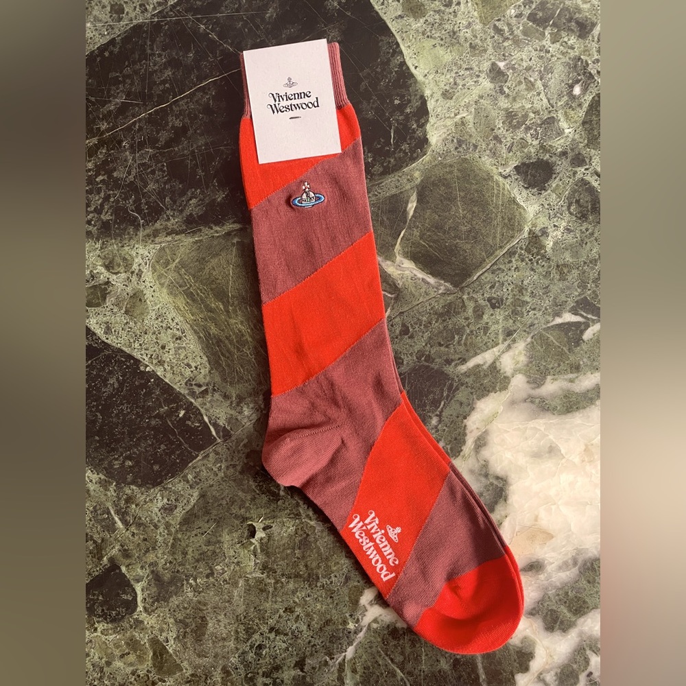 Vivienne Westwood Dress Socks SOLD OUT On SSENSE Striped Brown Unisex 70s orange